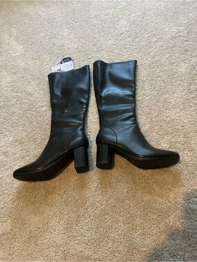 New Aerosoles Black Knee High Block Heel Boots -